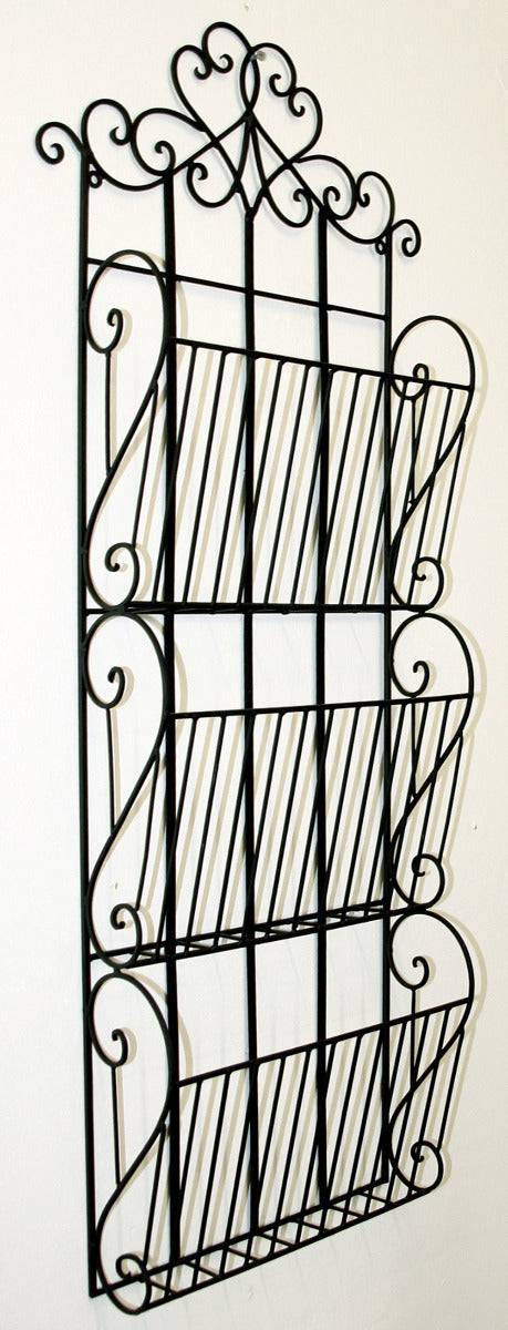 Black Scroll Wall Hanging 3 Section Magazine Rack - Price Crash Furniture