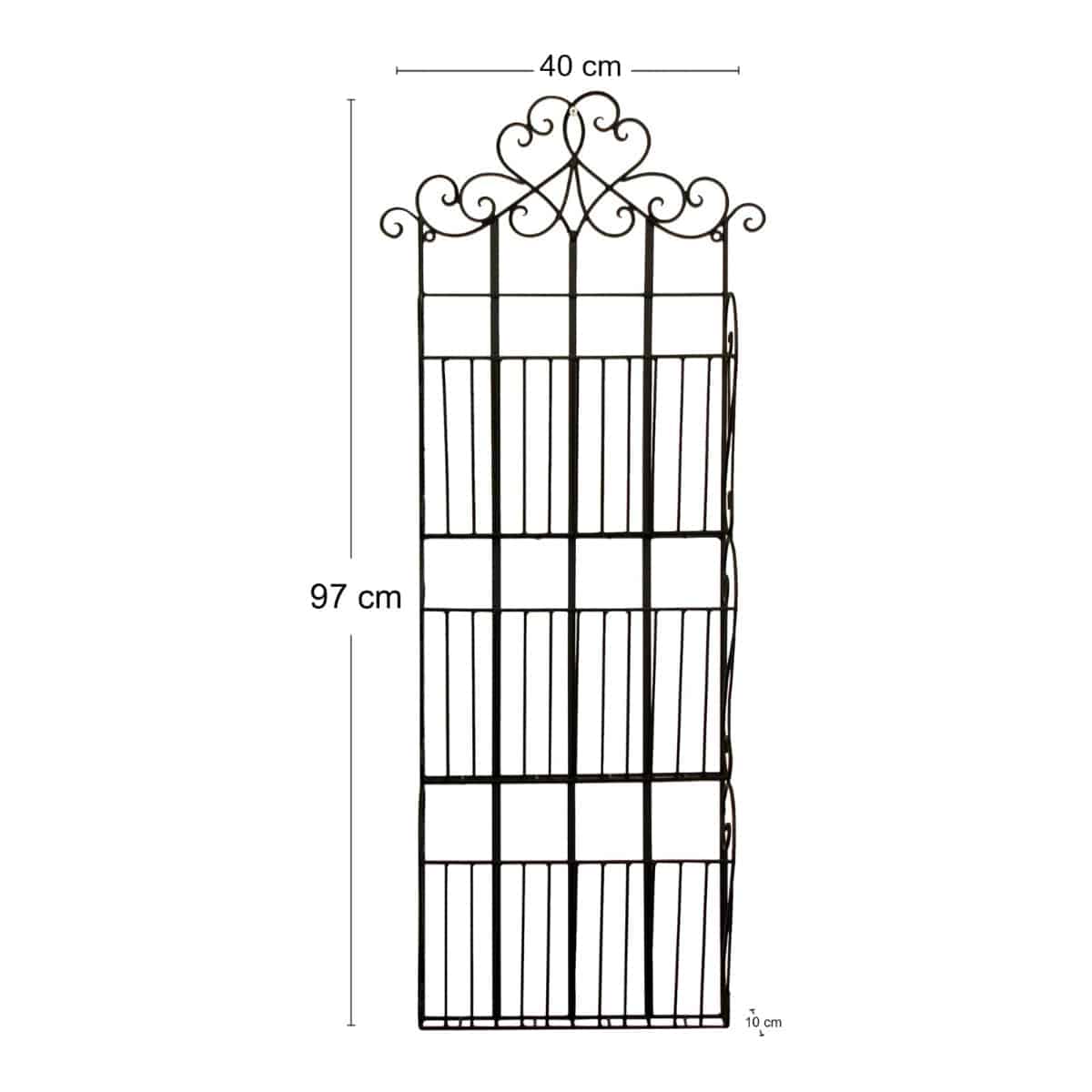 Black Scroll Wall Hanging 3 Section Magazine Rack - Price Crash Furniture