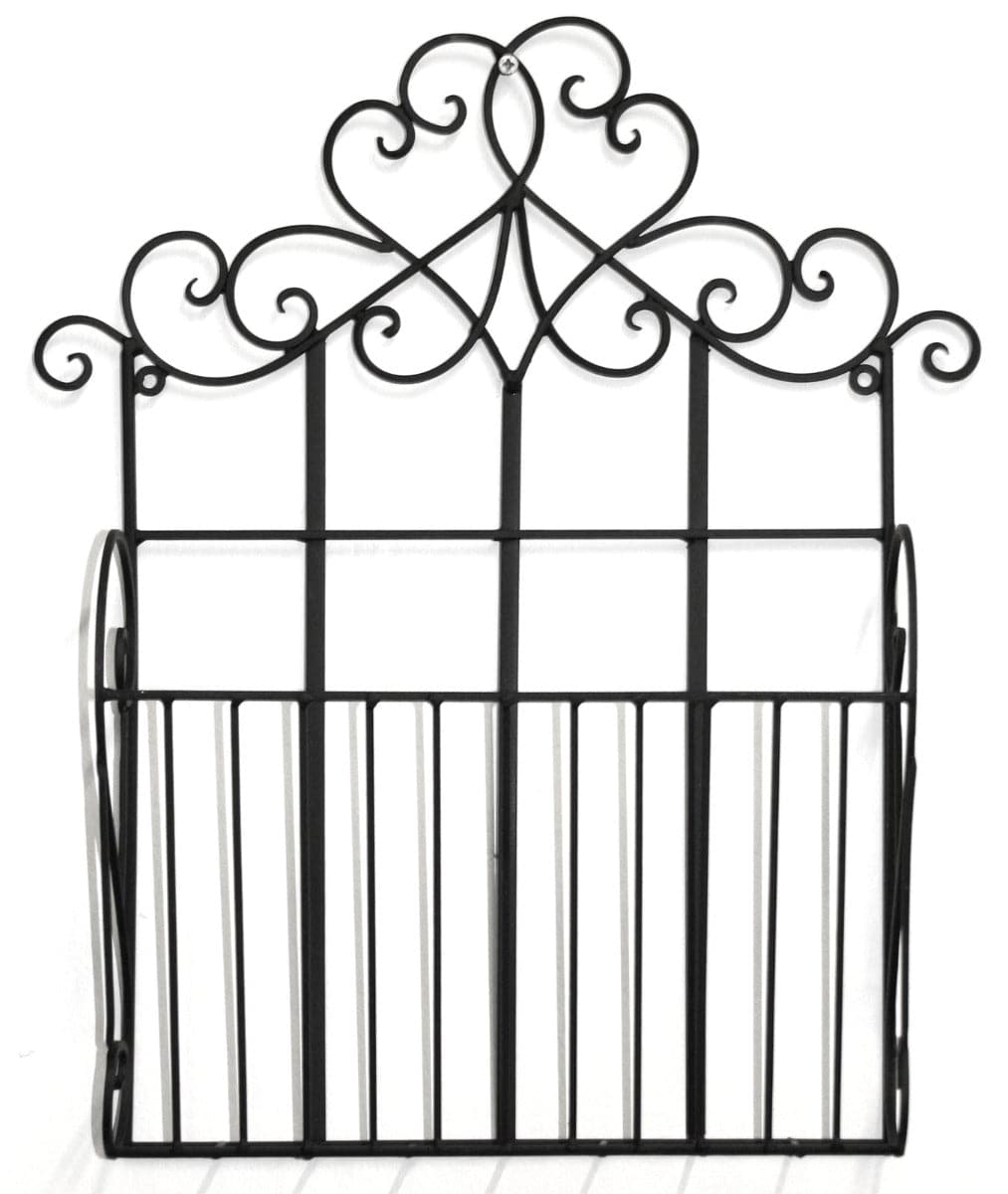 Black Scroll Wall Hanging Single Section Magazine Rack - Price Crash Furniture