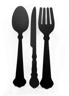 Black Three Piece Cutlery Wall Chalkboards 122cm - Price Crash Furniture