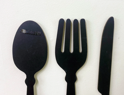 Black Three Piece Cutlery Wall Decoration 39cm - Price Crash Furniture