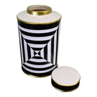 Black/White/Gold Ceramic Lidded Vase, Geometric Design 29cm - Price Crash Furniture