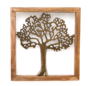 Brass Tree Of Life In Wooden Frame - Price Crash Furniture