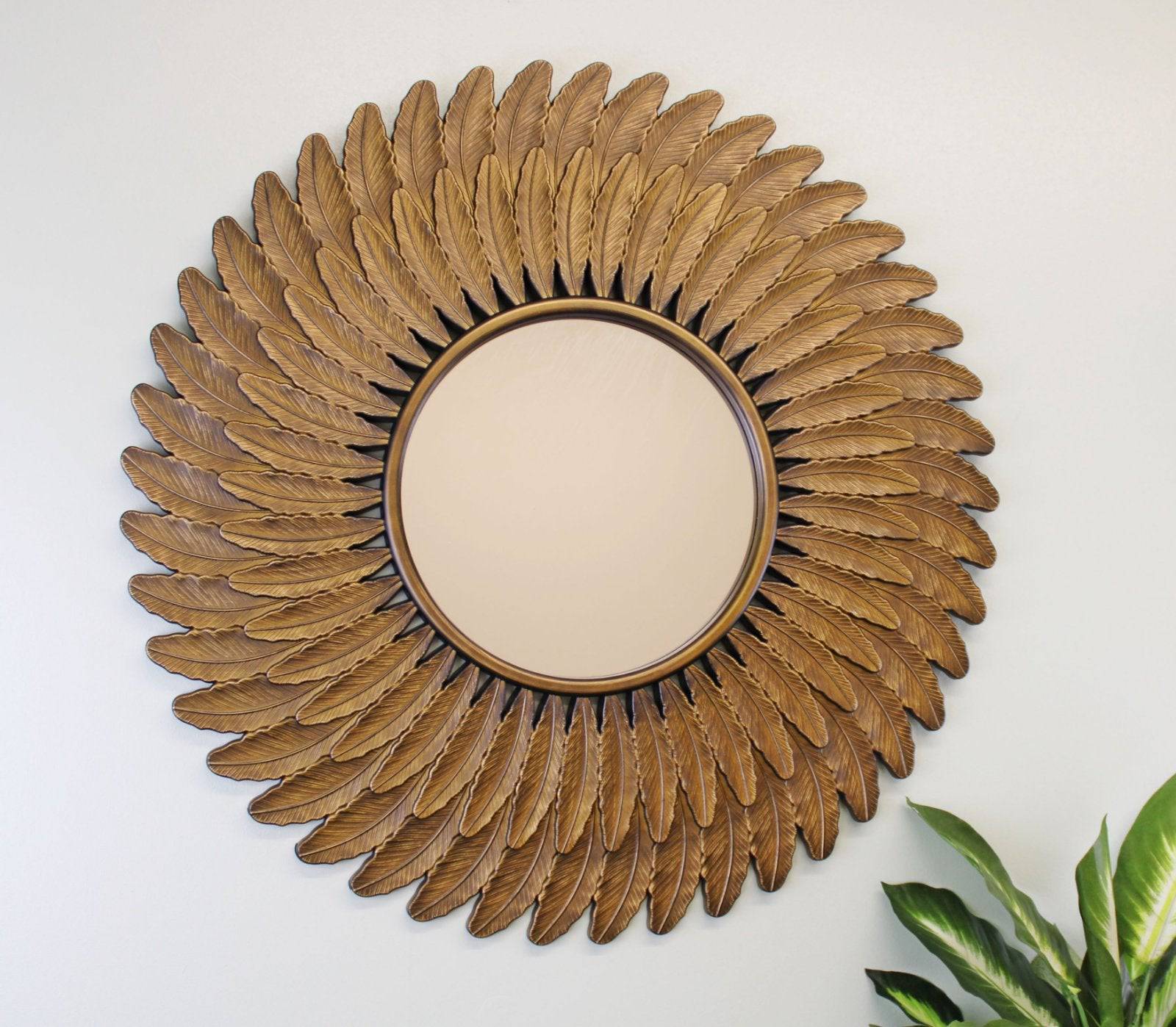 Bronze Effect Feather Frame Mirror - Price Crash Furniture