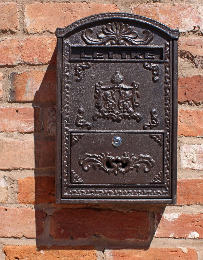 Cast Iron and Wooden Wall Mounted Post Box - Price Crash Furniture