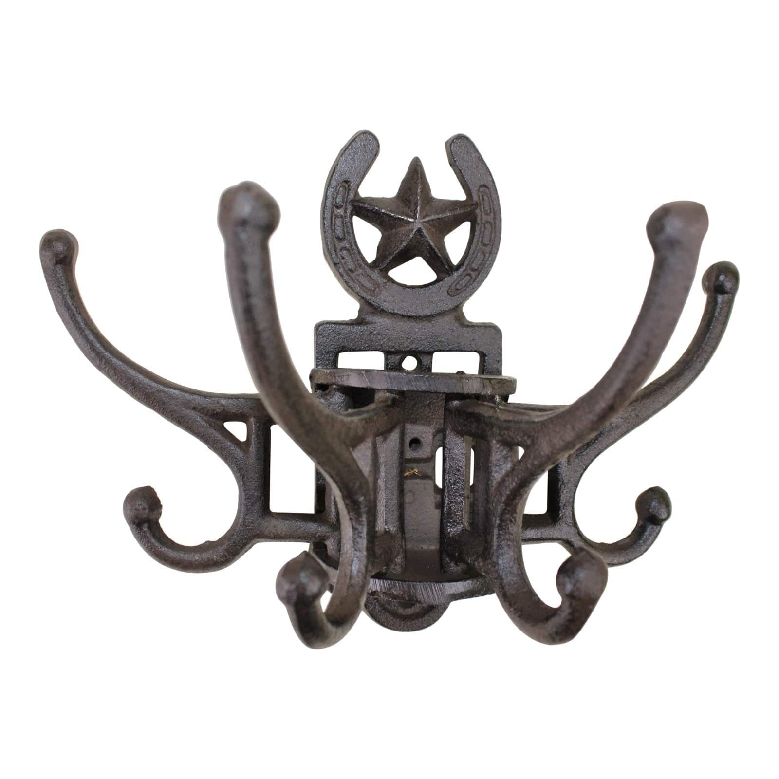 Cast Iron Wall Mounted Rotating Coat Hooks, Horseshoe, 8 Hooks - Price Crash Furniture