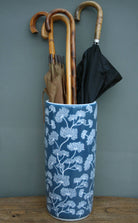 Ceramic Embossed Umbrella Stand, Blue/White Floral Design - Price Crash Furniture