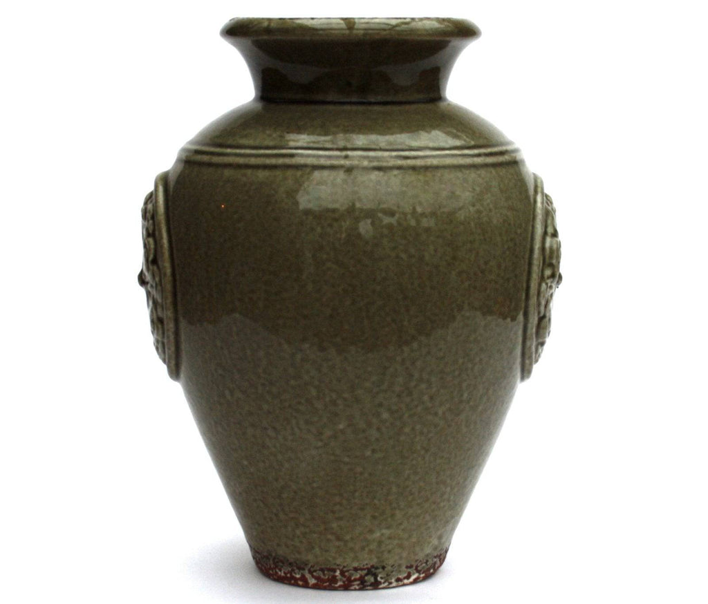 Ceramic Embossed Vase - Olive - Price Crash Furniture