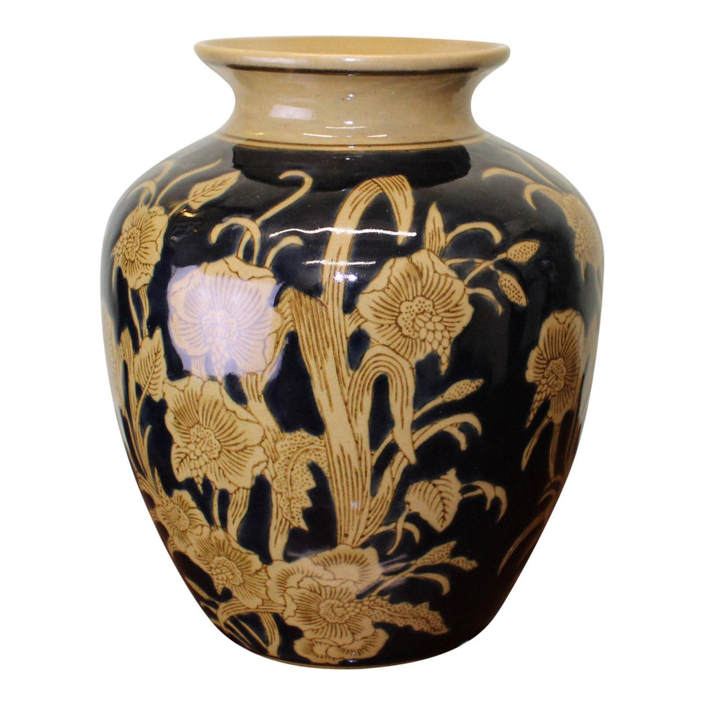 Ceramic Embossed Vase, Regal Design 25cm - Price Crash Furniture