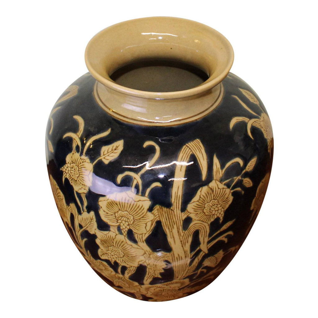Ceramic Embossed Vase, Regal Design 25cm - Price Crash Furniture