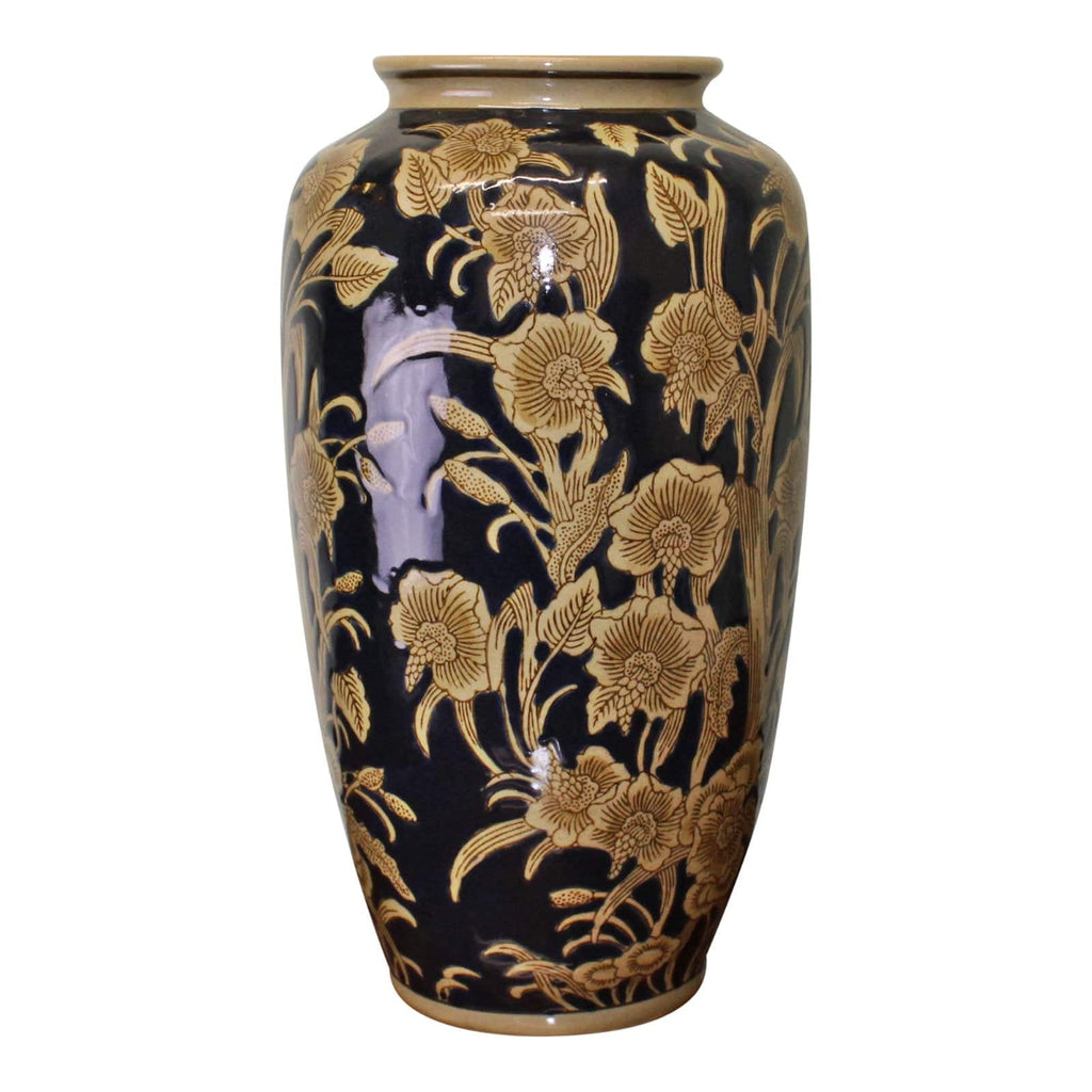 Ceramic Embossed Vase, Regal Design 35cm - Price Crash Furniture