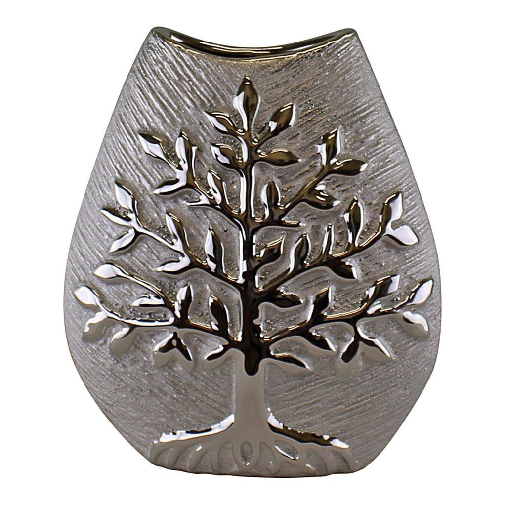 Ceramic Silver Tree Of Life Vase 20cm - Price Crash Furniture