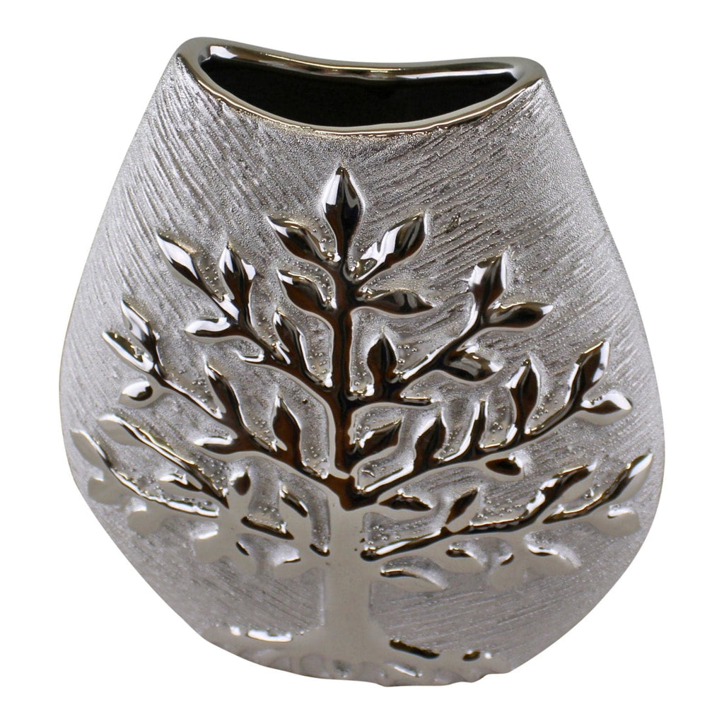 Ceramic Silver Tree Of Life Vase 20cm - Price Crash Furniture