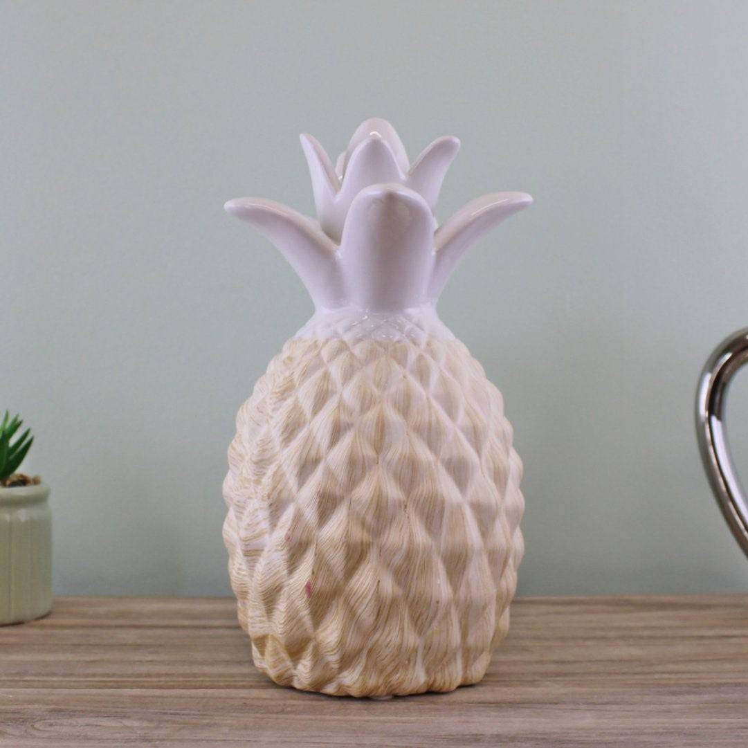 Ceramic White Pineapple Ornament 24cm - Price Crash Furniture