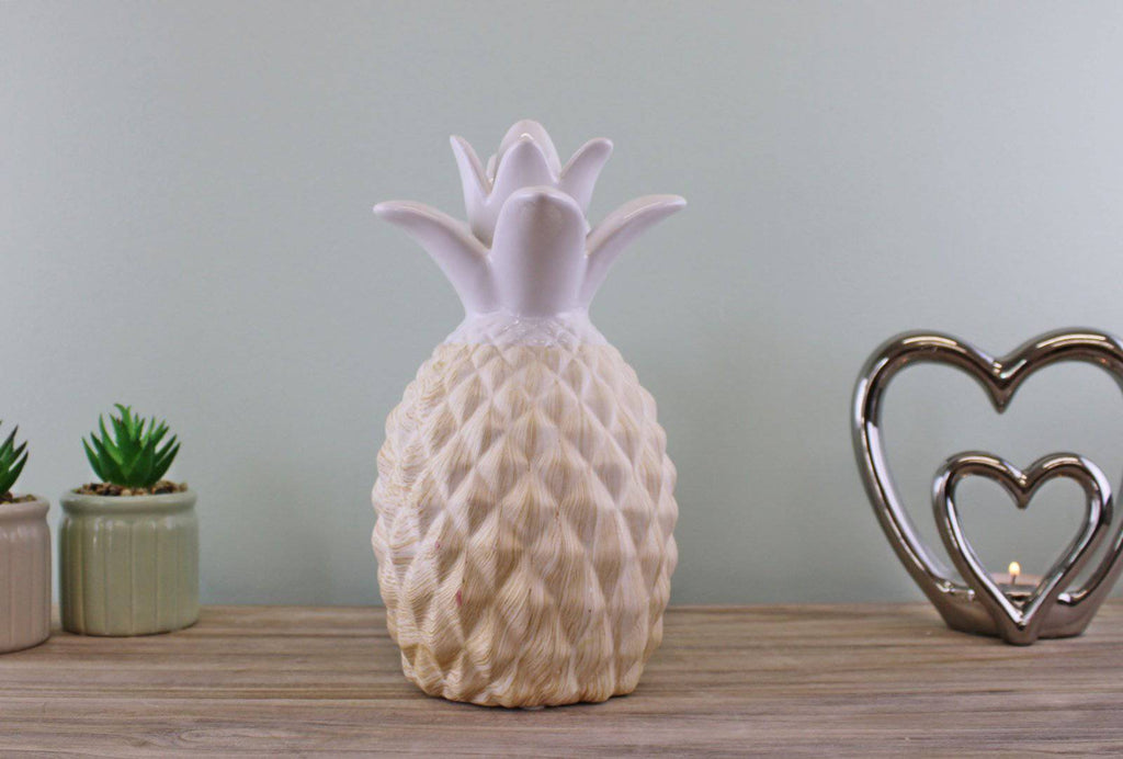 Ceramic White Pineapple Ornament 24cm - Price Crash Furniture