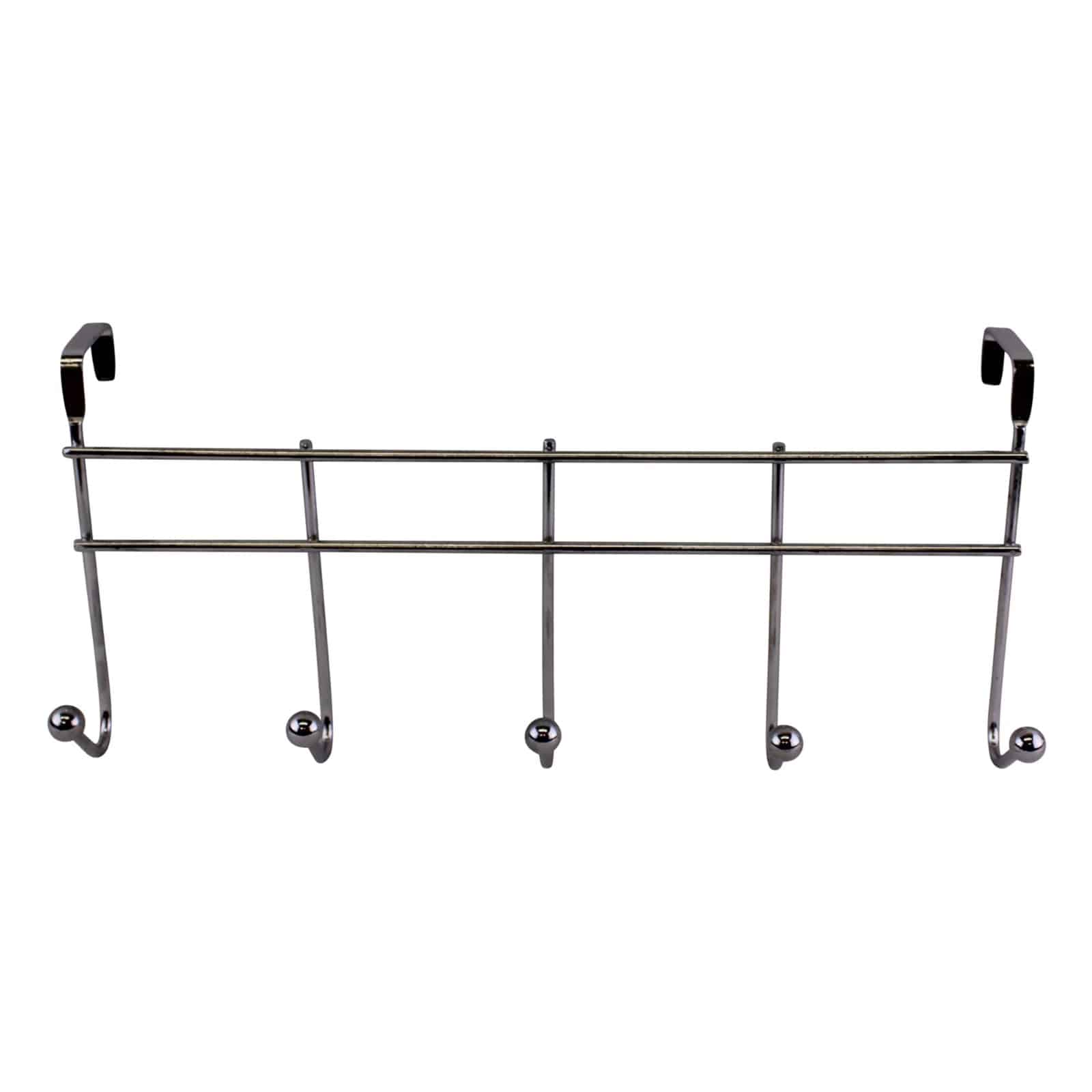 Chrome Over Door Coat Hanger Storage with 5 Hooks - Price Crash Furniture