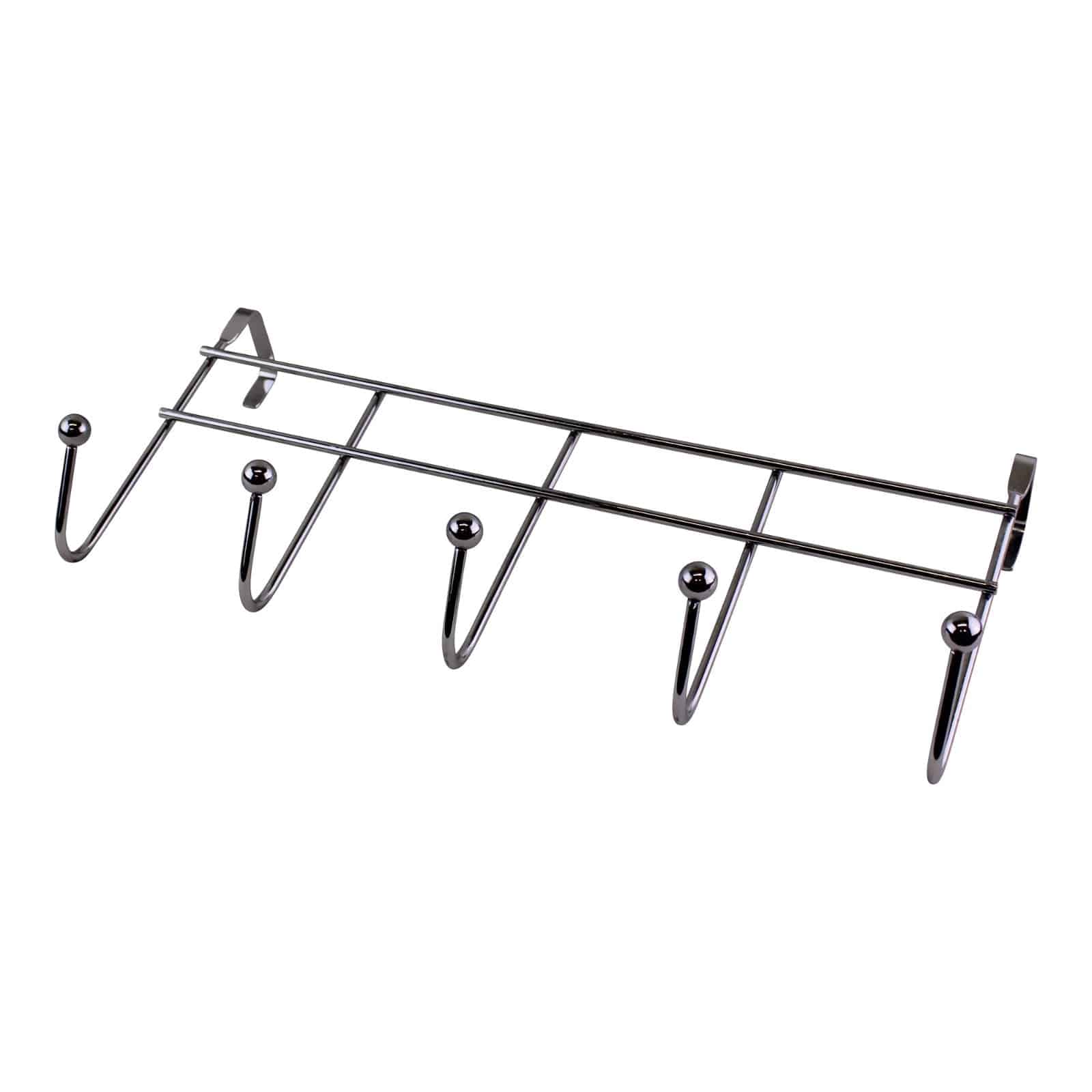 Chrome Over Door Coat Hanger Storage with 5 Hooks - Price Crash Furniture