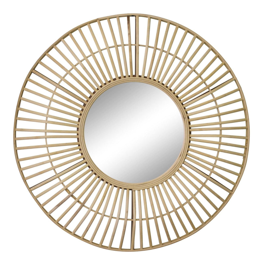 Circular Natural Rattan Effect Mirror 70cm - Price Crash Furniture