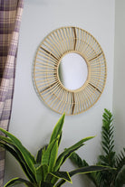 Circular Natural Rattan Effect Mirror 70cm - Price Crash Furniture