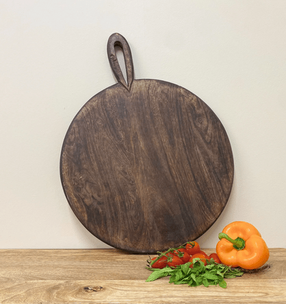 Circular Wooden Chopping Board With Carved Handle 49cm - Price Crash Furniture