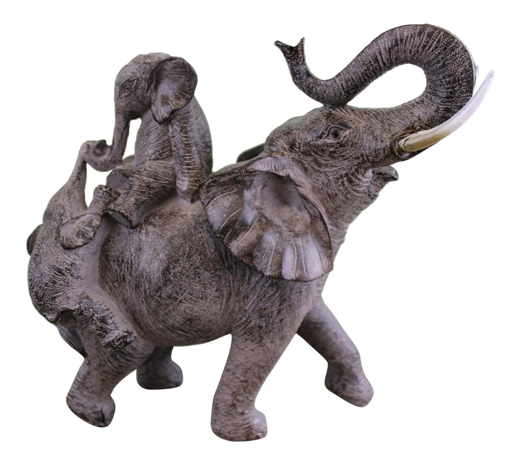 Climbing Elephants Ornament with Natural Effect - Price Crash Furniture