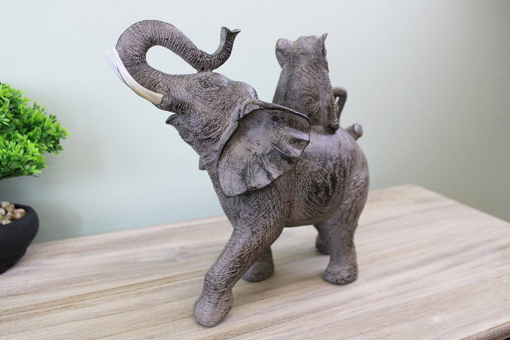 Climbing Elephants Ornament with Natural Effect - Price Crash Furniture