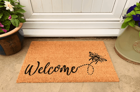 Coir Doormat with Welcome & Bee - Price Crash Furniture
