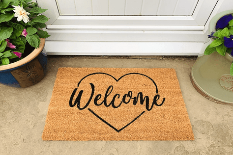 Coir Doormat With Welcome & Heart Shape - Price Crash Furniture