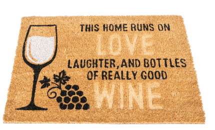 Coir Doormat with Wine Glass & Love - Price Crash Furniture