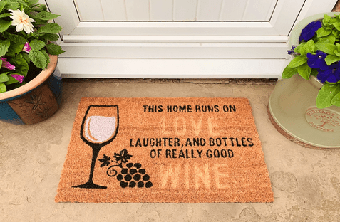 Coir Doormat with Wine Glass & Love - Price Crash Furniture