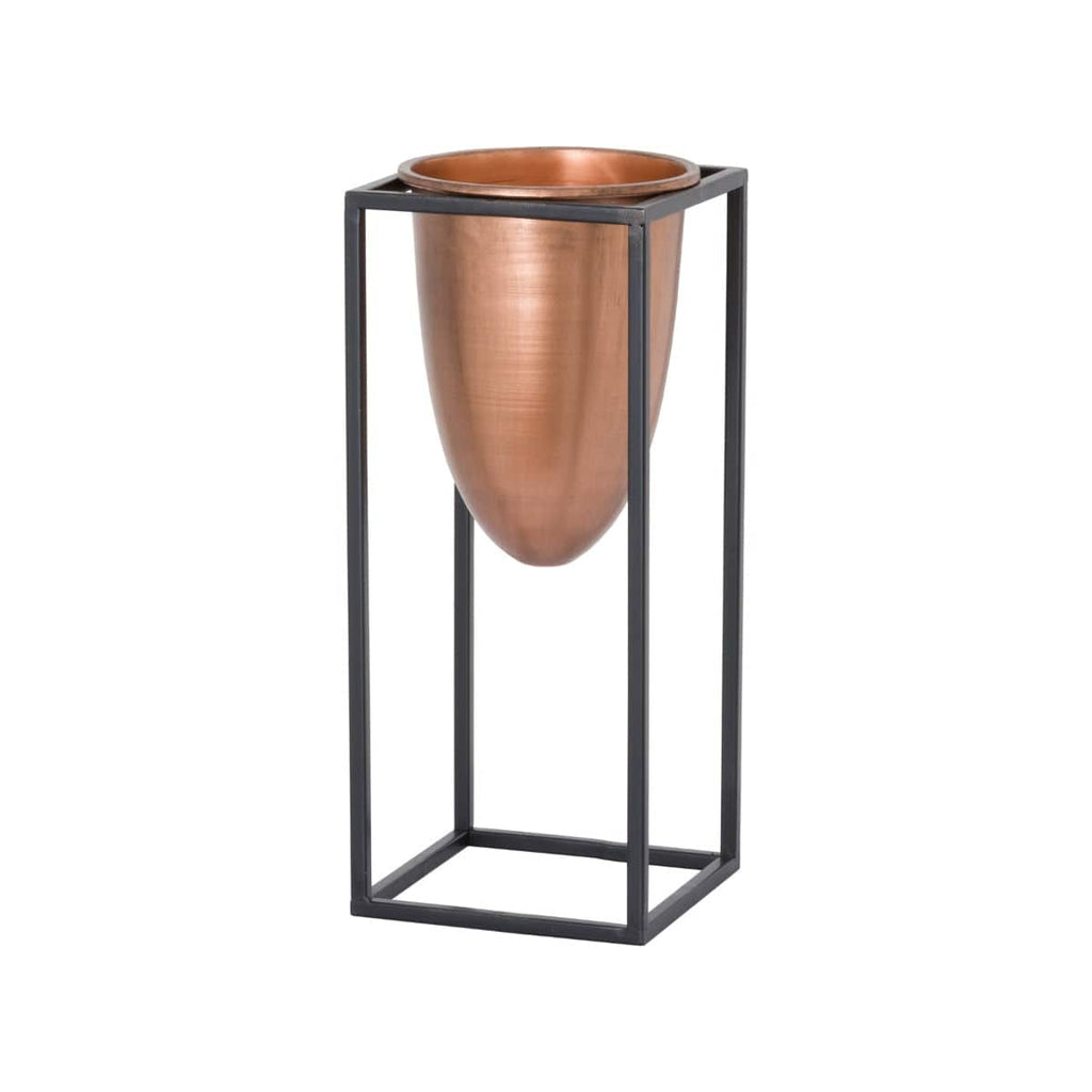Copper Bullet Planter On Black Frame - Price Crash Furniture