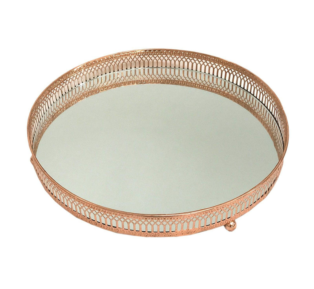 Copper Coloured Mirror Candle Plate - Price Crash Furniture