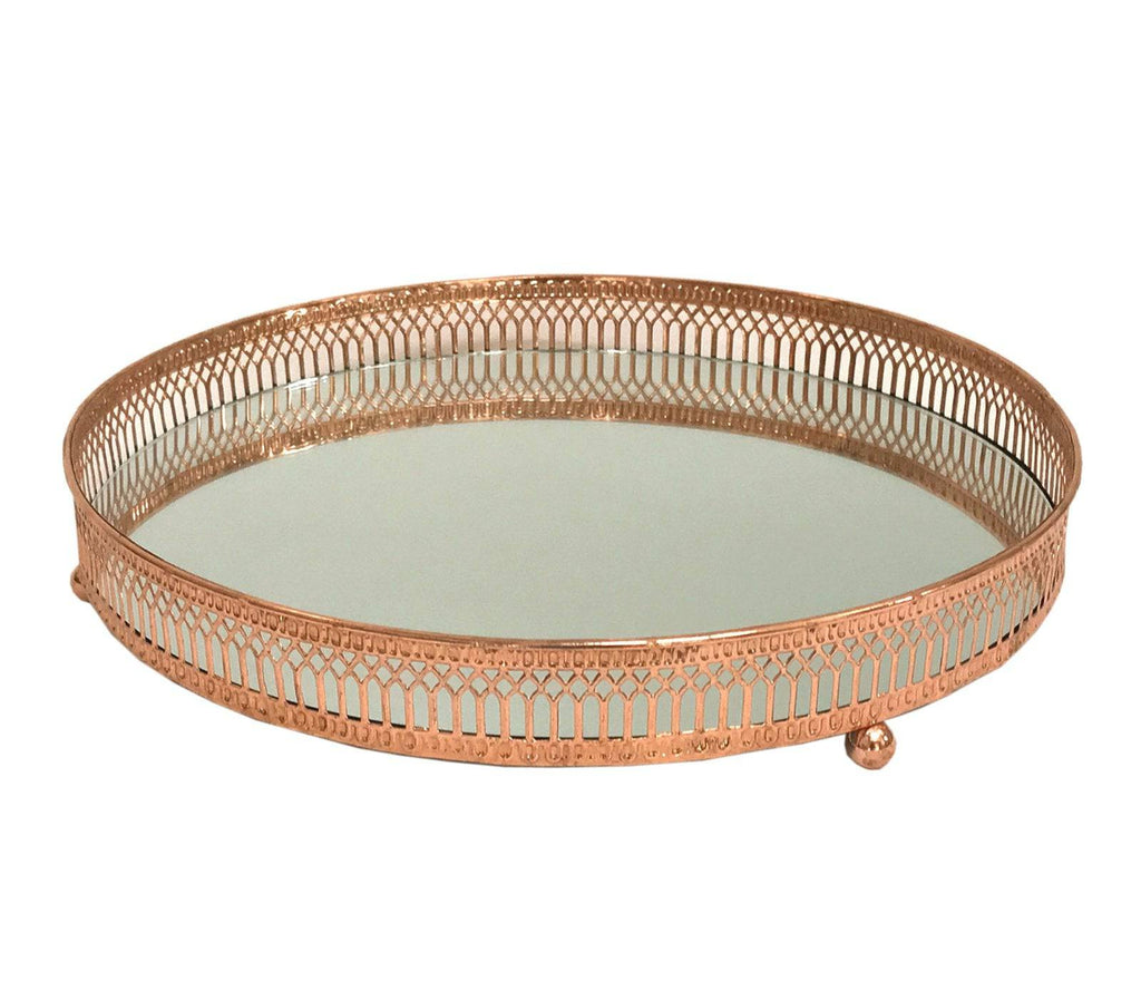 Copper Coloured Mirror Candle Plate - Price Crash Furniture