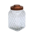 Copper Lidded Square Glass Jar - 10.5 Inch Med - Price Crash Furniture