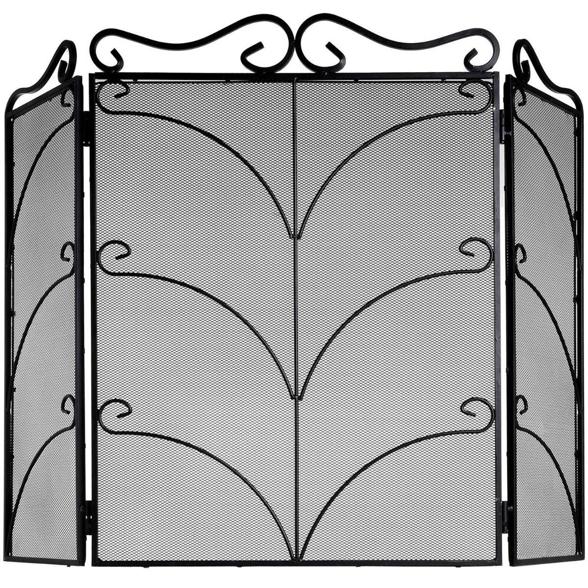 Heavy Large Black Ornate Fire Screen - Price Crash Furniture