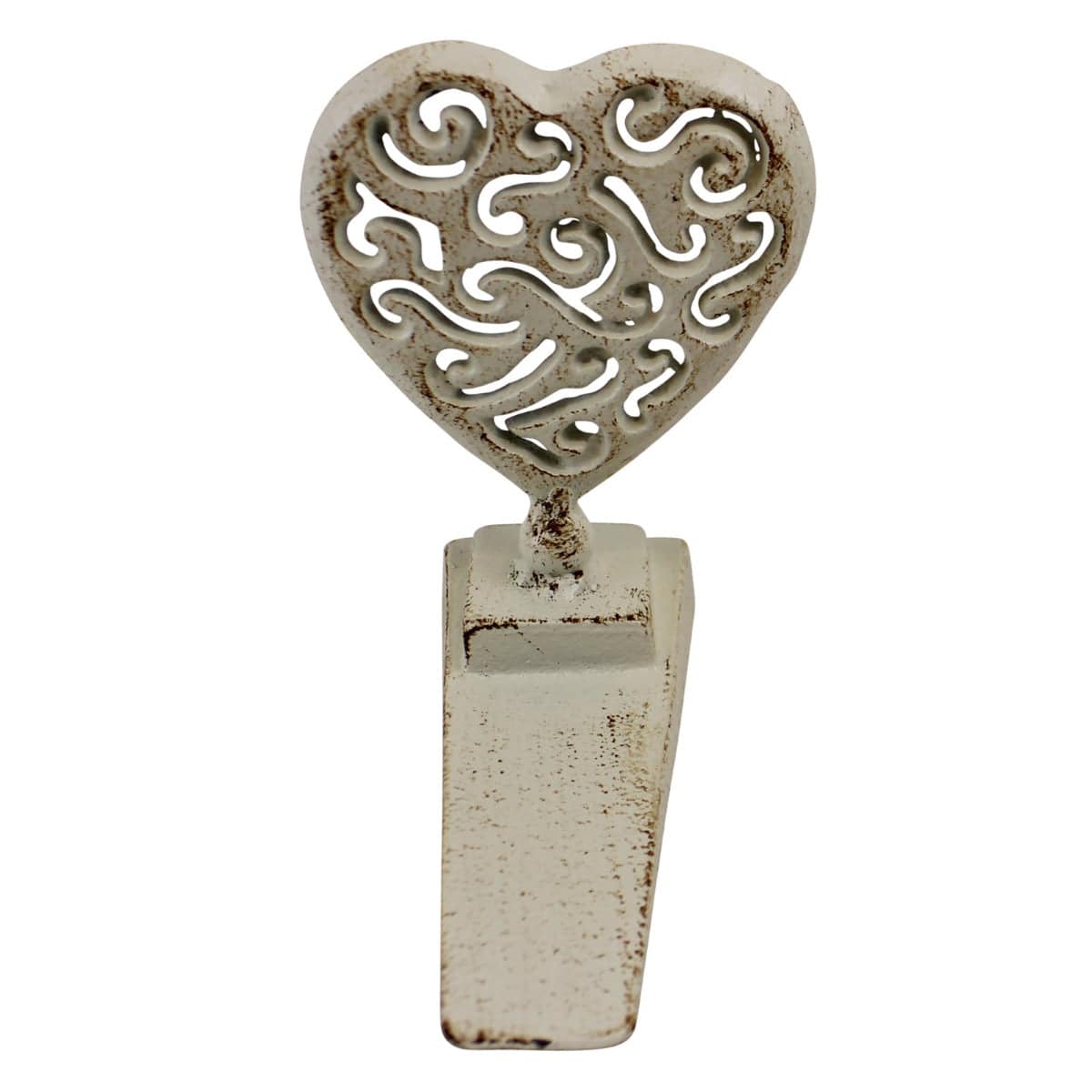 Cream & Gold Metal Door Wedge With Heart Design - Price Crash Furniture