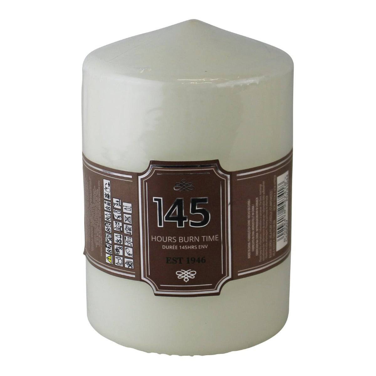 Cream Pillar Candle, 145hr Burn Time - Price Crash Furniture