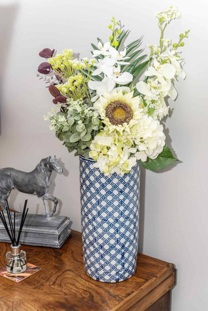 Daisy Chain Blue & White Floral Umbrella Stand - Price Crash Furniture