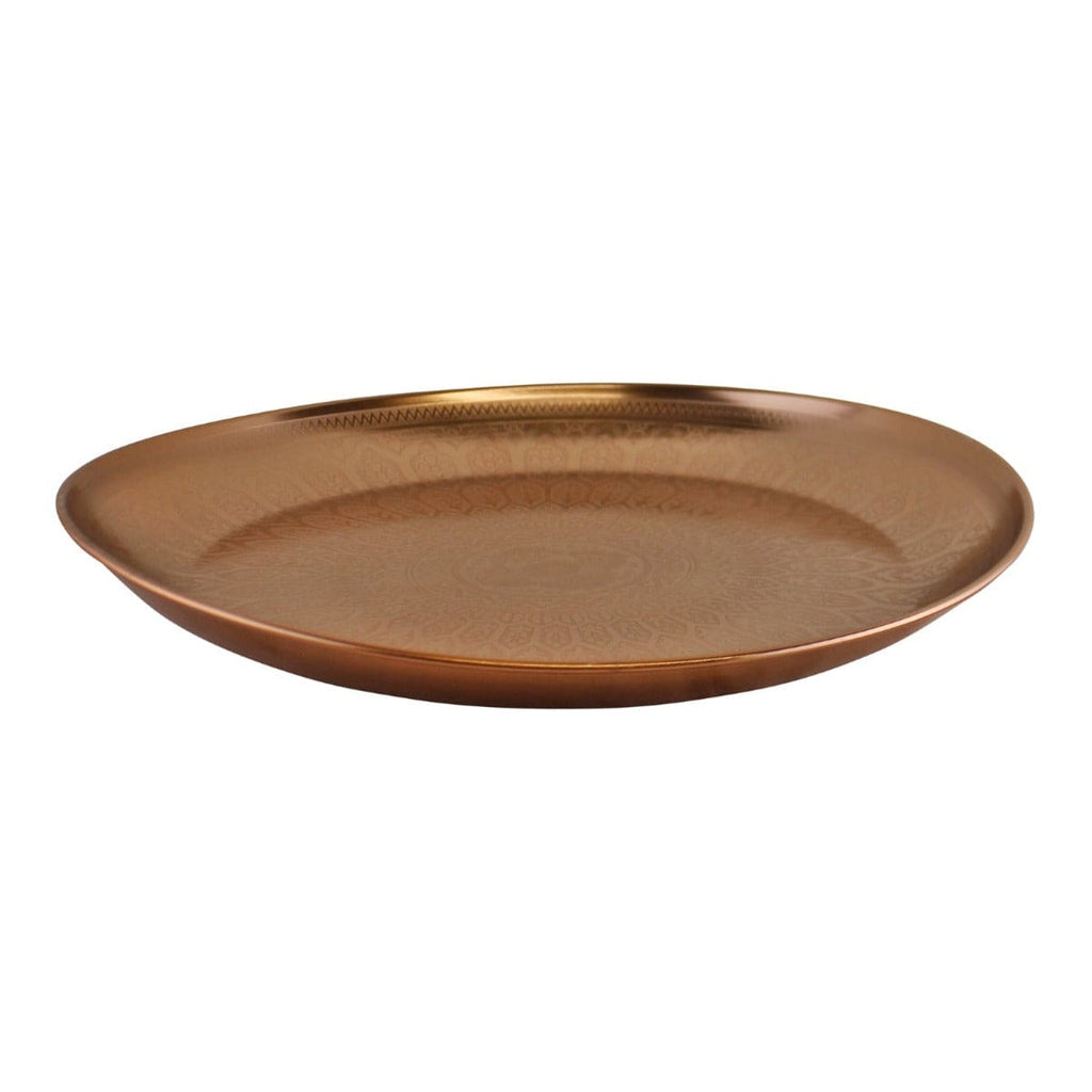 Decorative Copper Metal Tray With Etched Design - Price Crash Furniture