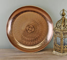 Decorative Copper Metal Tray With Etched Design - Price Crash Furniture