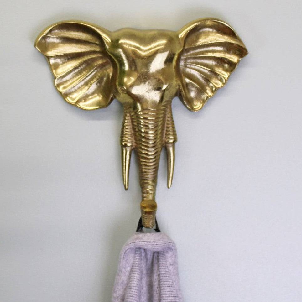 Decorative Gold Elephant Wall Hanging Hook - Price Crash Furniture