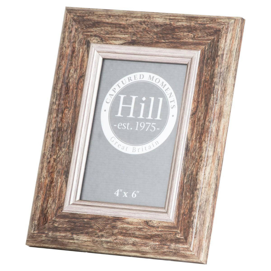Distressed Wood With Silver Bevel 4X6 Photo Frame - Price Crash Furniture