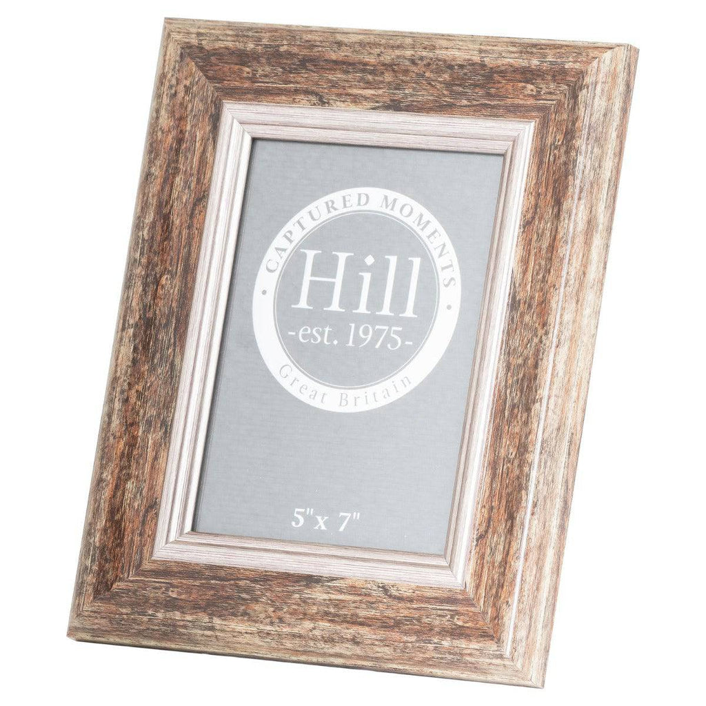 Distressed Wood With Silver Bevel  5X7 Photo Frame - Price Crash Furniture