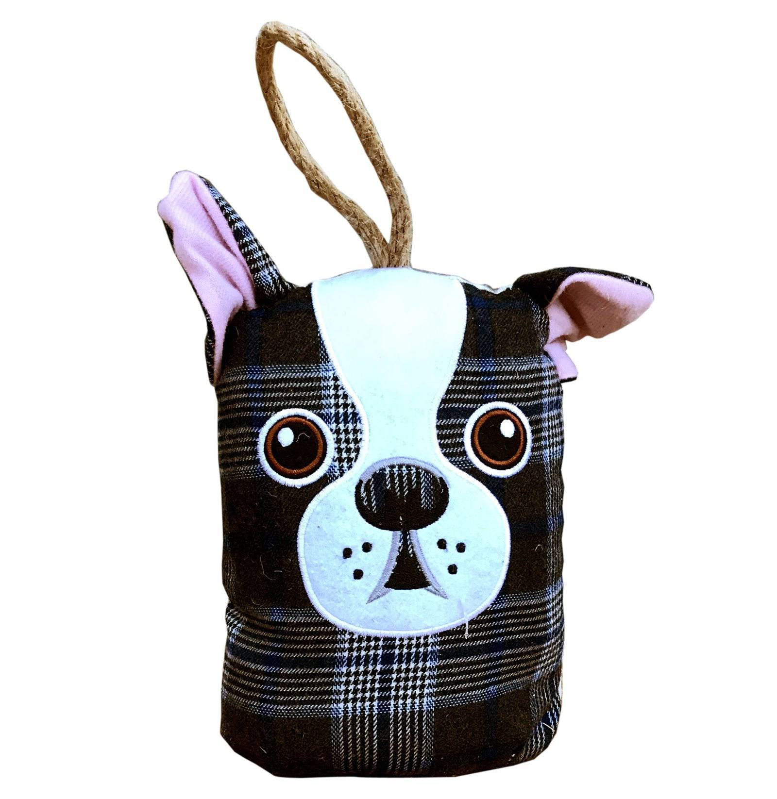 Dog Head Doorstop - Blue Check - Price Crash Furniture