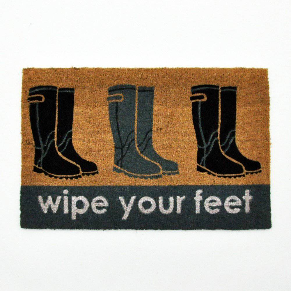 Doormat in Wipe Your Feet Design, Coir, 60cm - Price Crash Furniture