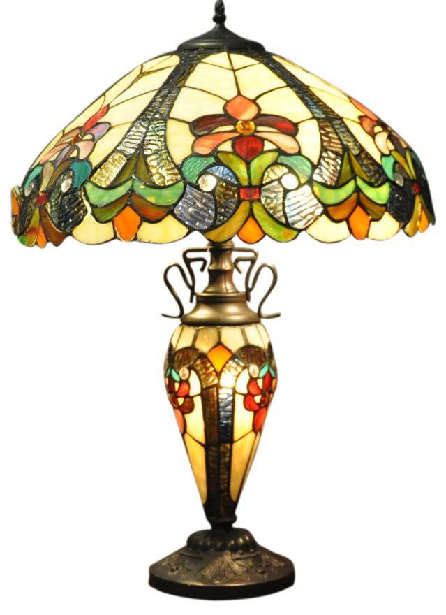 Double Tiffany Lamp 68cm in Yellow with Light-Up Base - Price Crash Furniture