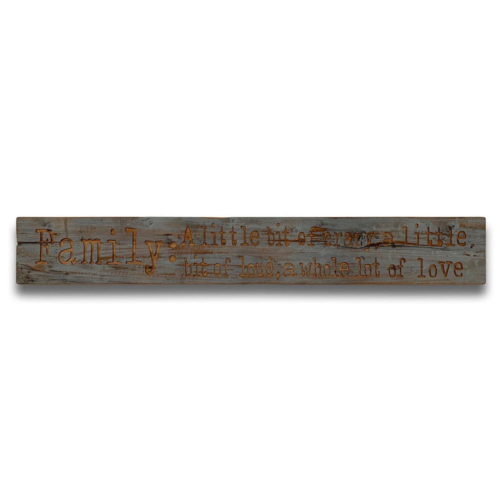 Family Large Grey Wash Wooden Message Plaque - Price Crash Furniture