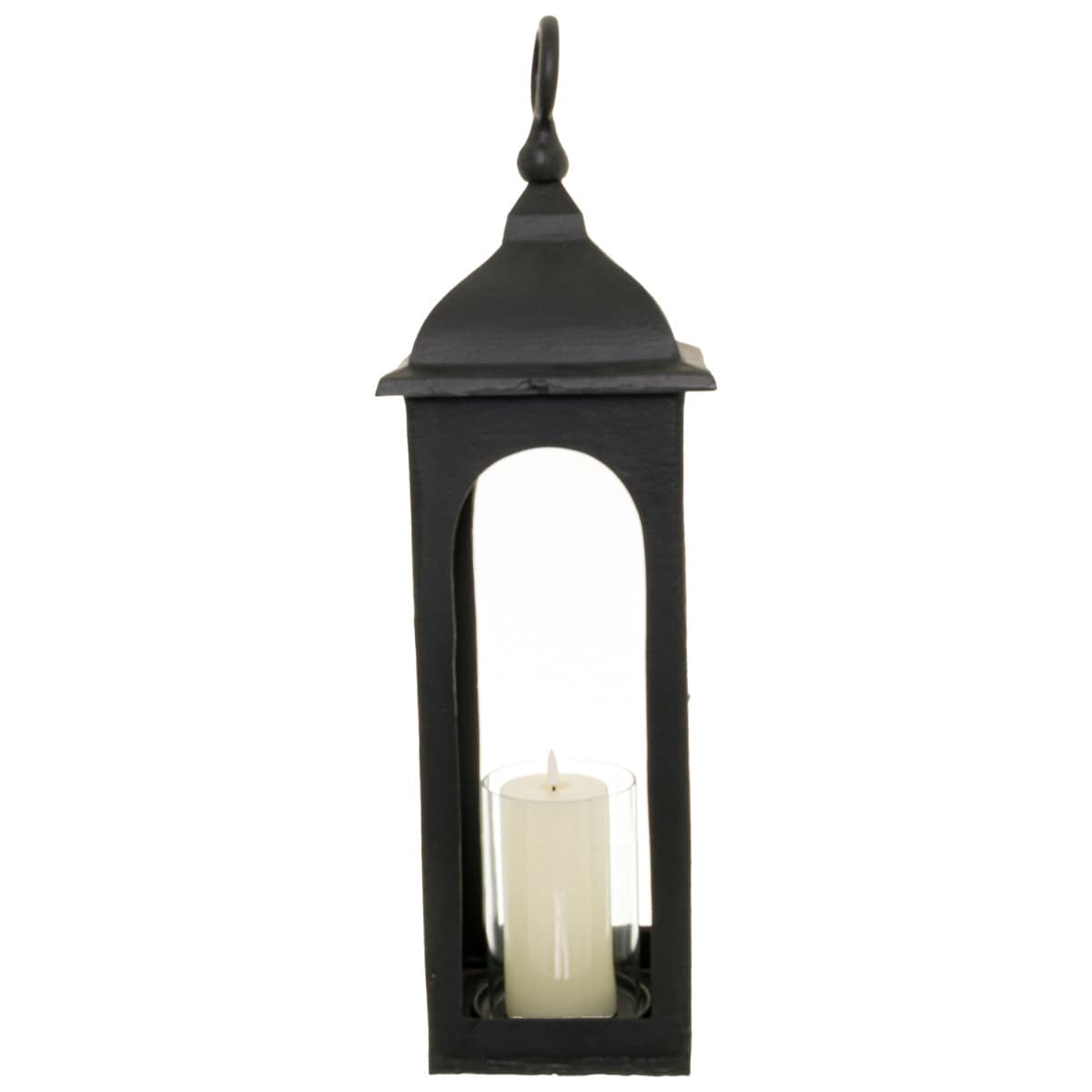 Farrah Collection Black Cast Tall Loop Top Lantern - Price Crash Furniture