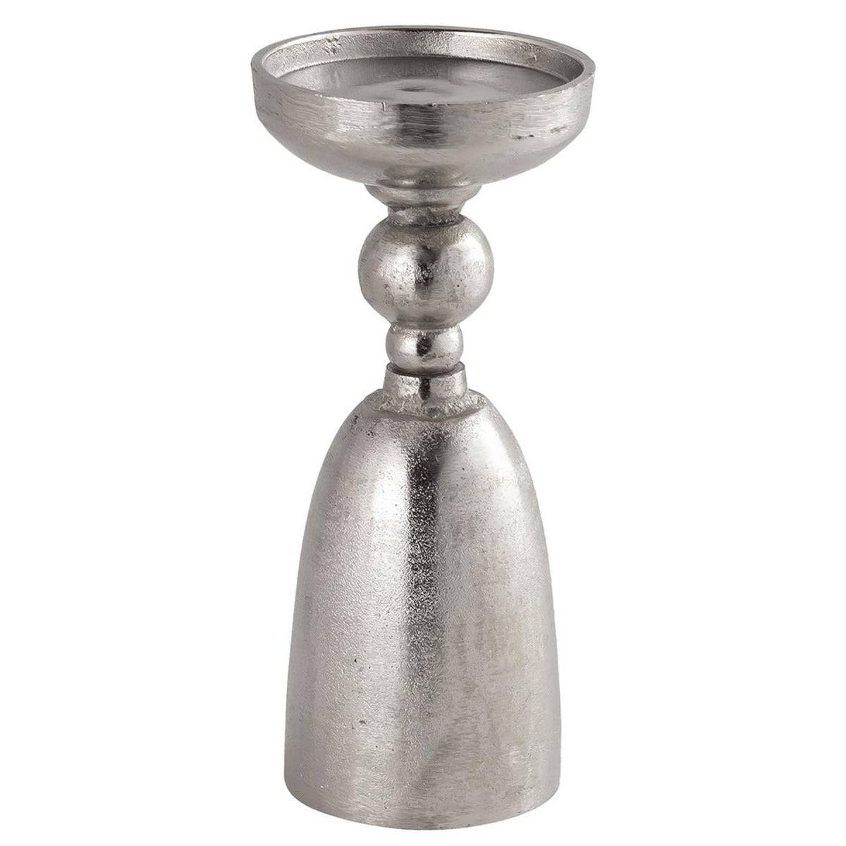 Farrah Collection Silver Medium Pillar Candle Holder - Price Crash Furniture