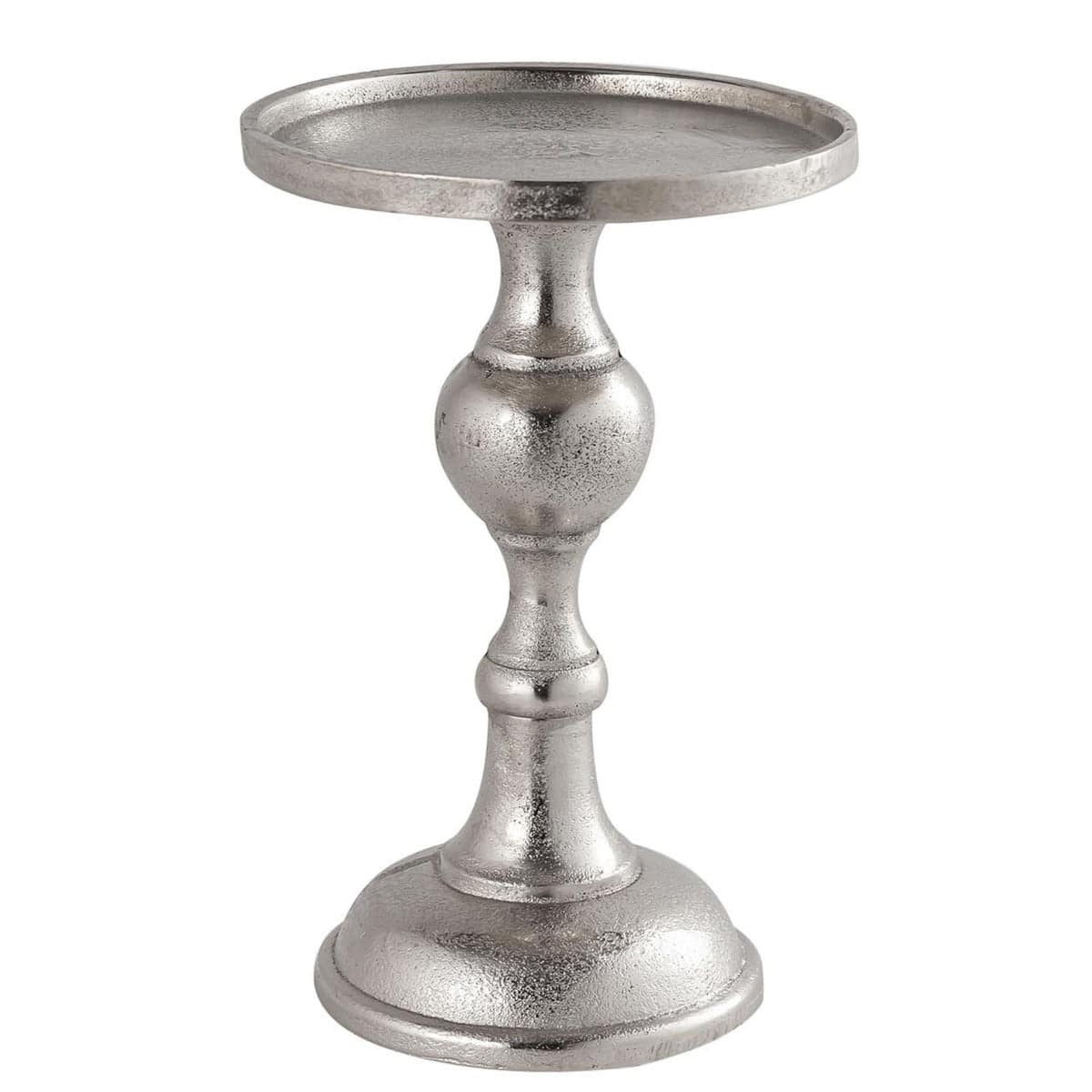 Farrah Collection Silver Squat Pillar Candle Holder - Price Crash Furniture